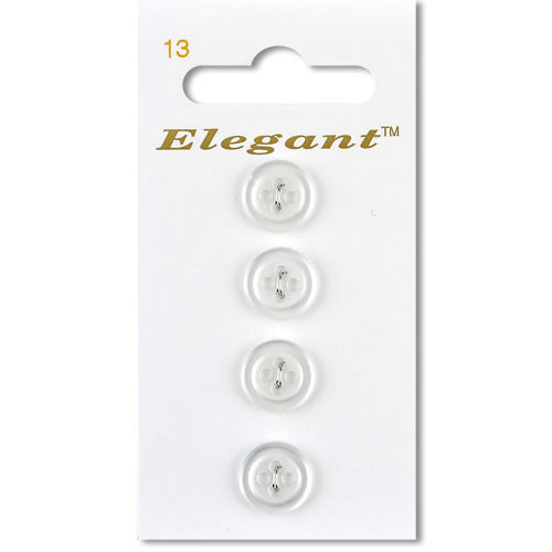12mm Button 2 Holes - White Gloss