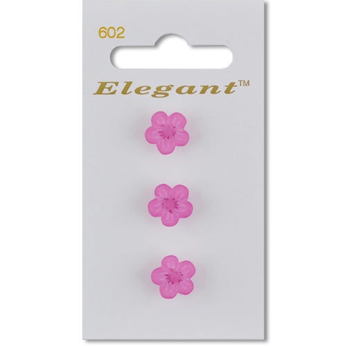 12mm Button On Shank - Fushia Pink Flower