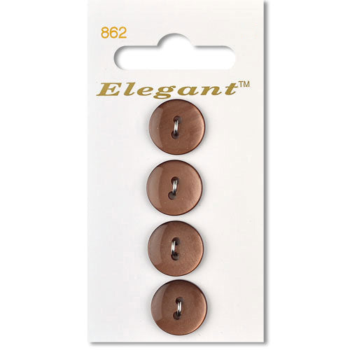 16mm Button 2 Holes - Brown