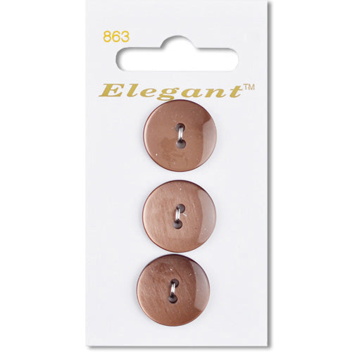 19mm Button 2 Holes - Brown