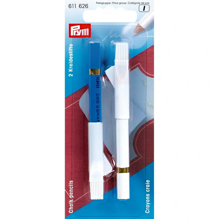 Prym - Chalk Pencils + Brush x2 blue/white 611 626