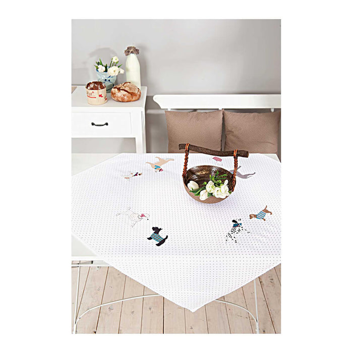 Rico - Embroidery Kit Pre Traced - Tablecloth - Dogs