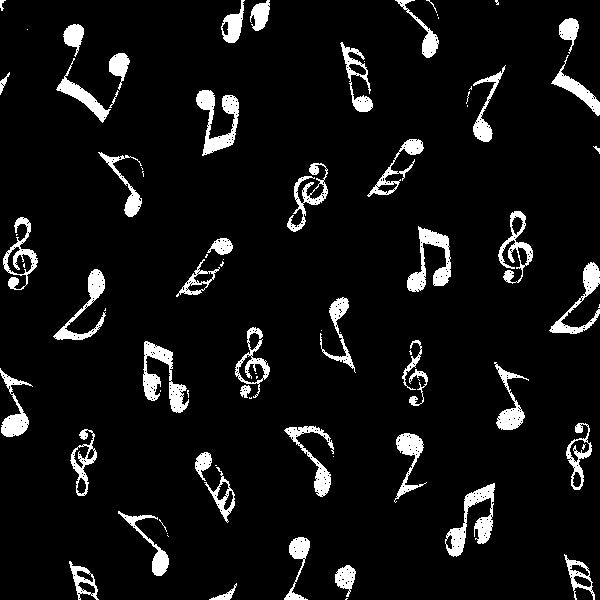 Poplin Cotton Print - White Musical Notes on Black - Designed by "Rose & Hubble" - 112cm/44"