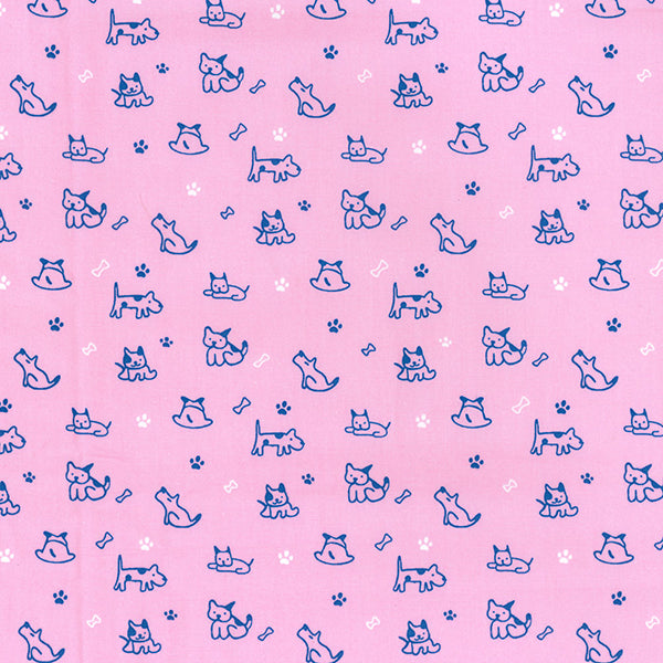 Poplin Cotton - Puppies on Pink - 112cm / 44"