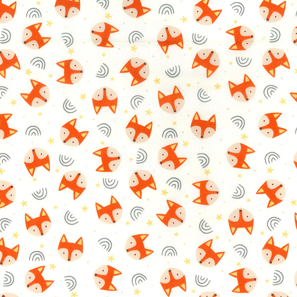 Poplin Cotton - Foxes on Ivory - Designed by "Rose & Hubble" - 112cm / 44"