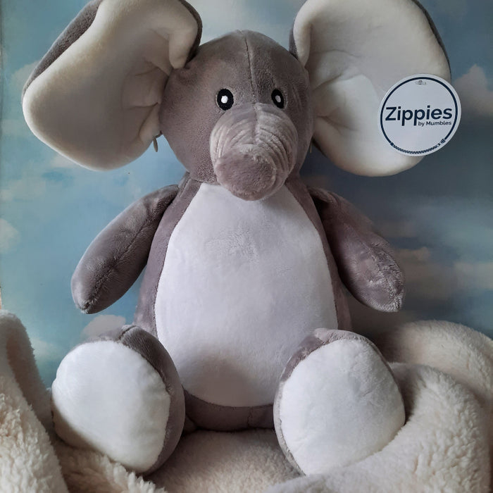 Mumbles -Zippie Elephant Plush - Grey