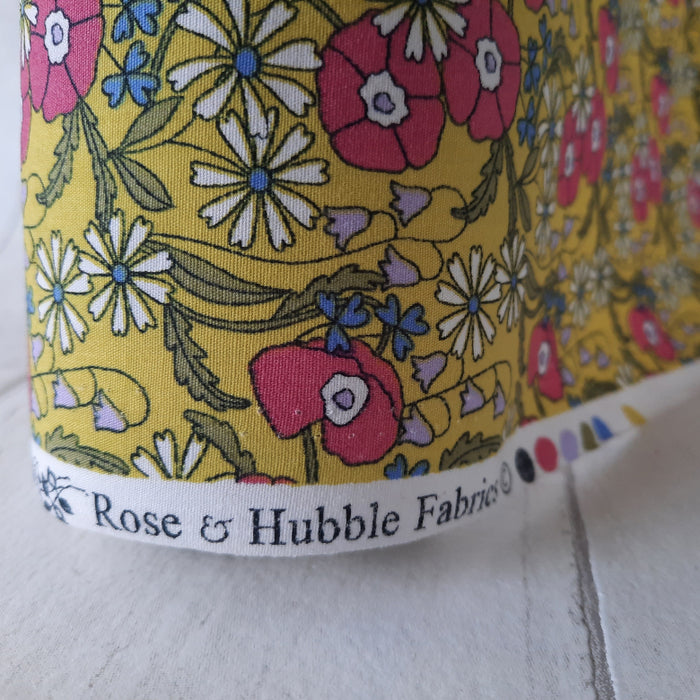 Cotton Poplin Print 112cm -  Rose & Hubble Ochre mix flower
