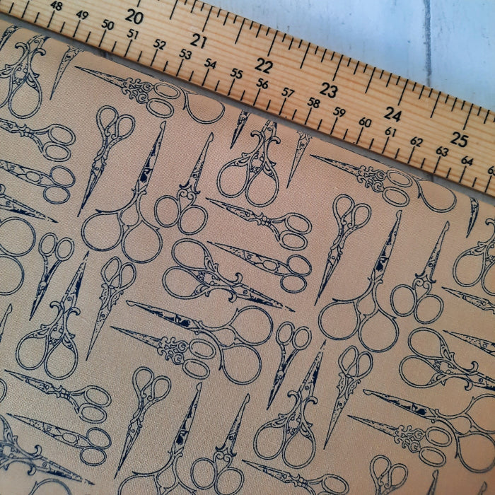 Cotton Poplin Print 112cm - Stork Scissors on tanRose & Hubble
