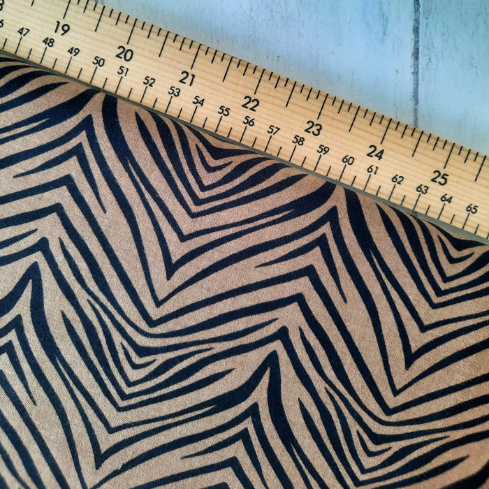 Cotton Poplin Print 112cm - Black Zebra Stripes on Brown Rose & Hubble