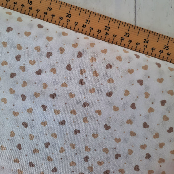 Cotton Craft 150cm - Petal Heart Tan on White