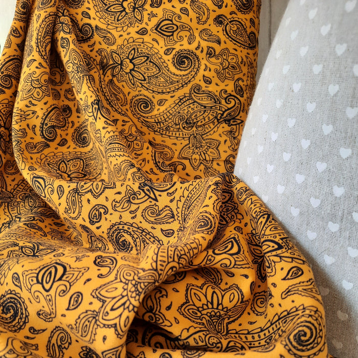 Dressmaking 100% Viscose Paisley Print 140cm - Amber
