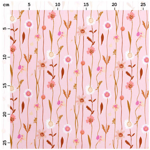 100% Cotton Fabric - Printed fabric with Wildflowers - 50 x 140 cm