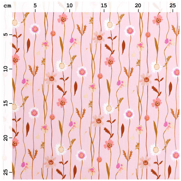 100% Cotton Fabric - Printed fabric with Wildflowers - 50 x 140 cm