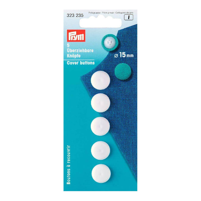 Prym - Cover Buttons x6 - Plastic 15mm 323 152
