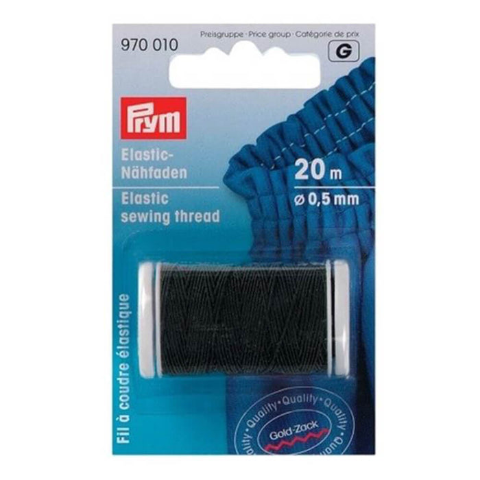 Prym - Elastic Carded Sewing Thread - 0.5mm 20m 970 010 -Black