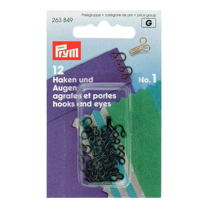 Prym - Hooks & Eyes x12- No 1 Black - 263 849