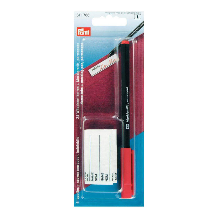Prym - Name tabs + marking pen, permanent x24 - 611 795