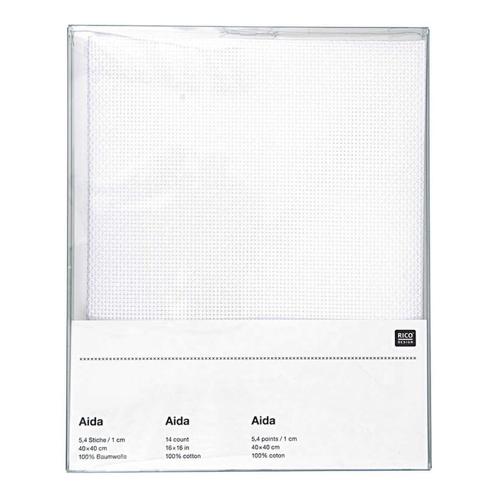 Rico - 14 Count Aida 16"x16" (40cmx40cm) 100% Cotton White