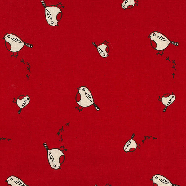 Craft Cotton Print - Christmas Birds on Red - Designed by "John Louden" - 110cm/44"