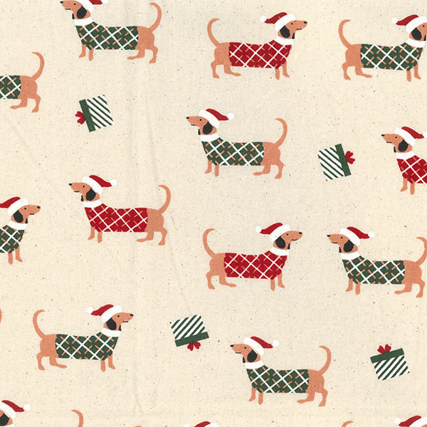 Craft Cotton Print - Christmas Dachschund- Designed by " John Louden" - 110cm/44"