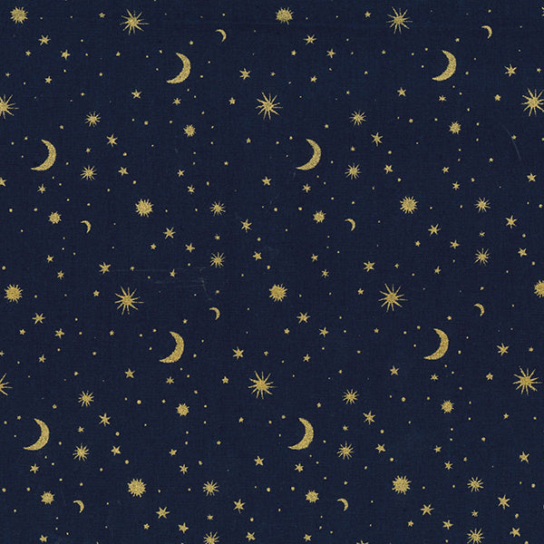 Craft Cotton Print - Gold Stars on Navy - 110cm/44"