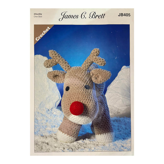 James C Brett - Crochet Pattern #JB405 - Rudolf The Reindeer in Flutterby Chunky