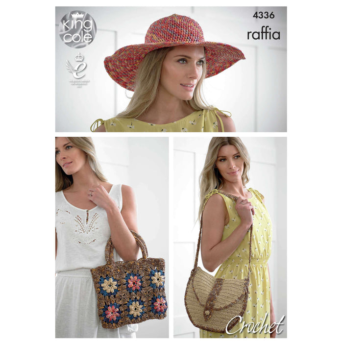 King Cole - Crochet Pattern #4336 - Hats & Bags in Raffia