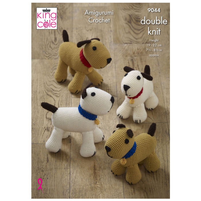 King Cole - Crochet Pattern #9044 - Amigurumi Crochet Dogs in Merino Blend DK