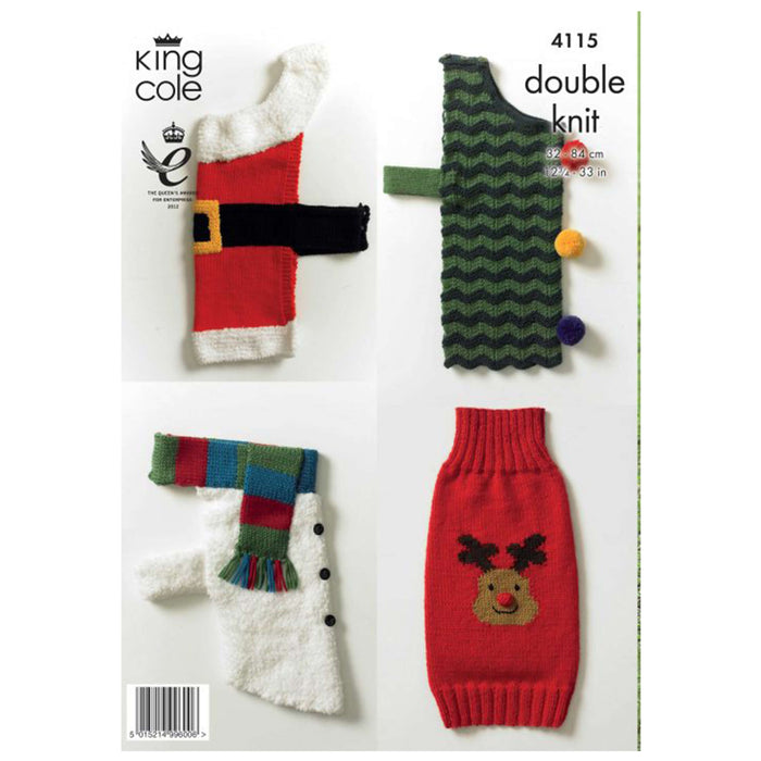 King Cole - Knitting Pattern #4115 - Christmas Dog Coats in Merino Blend DK & Cuddles Chunky