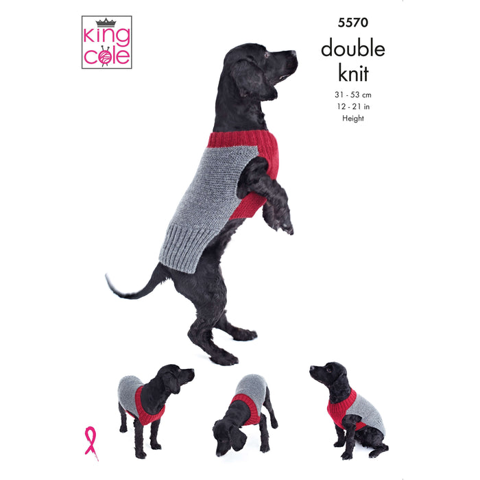 King Cole - Knitting Pattern #5570 - Dog Coats in Pricewise DK