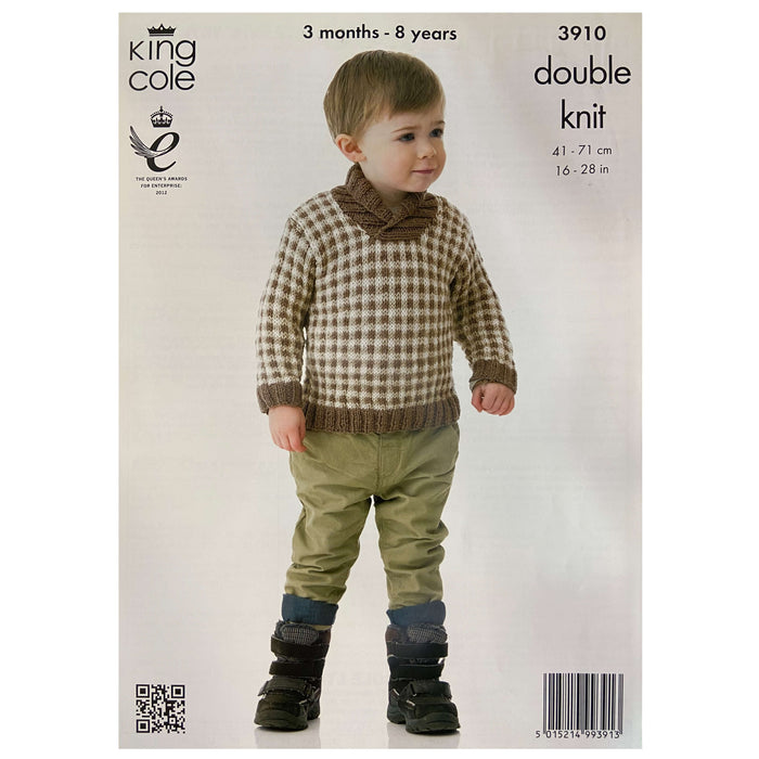 King Cole - Knitting Pattern #3910- Sweater & Cardigan in Big Value DK
