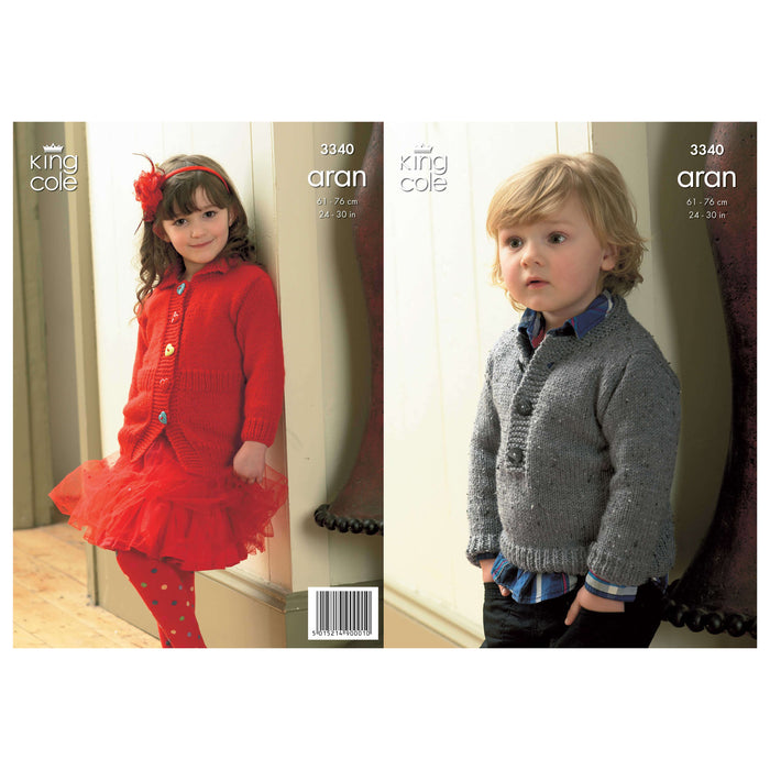 King Cole - Knitting Pattern #3340- Coat & Sweater in Fashion Aran - Ages 3-11