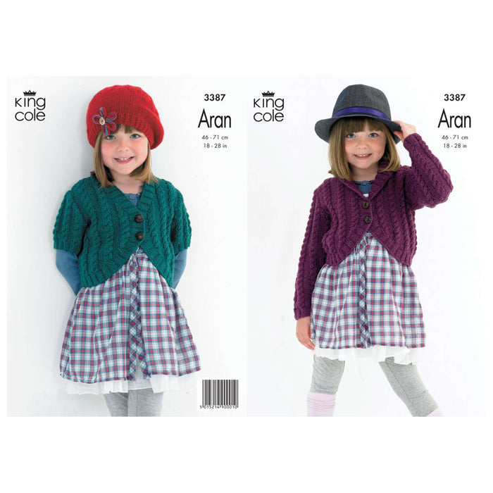 King Cole - Knitting Pattern #3387 - Cabled Cardigans in Fashion Aran