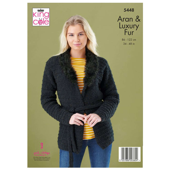 King Cole - Knitting Pattern #5448- Jacket, Gilet & Boot Toppers in Fashion Aran & Luxury Fur