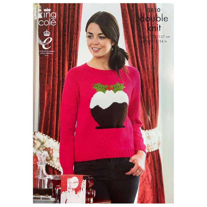 King Cole - Knitting Pattern #3810 - Xmas Pudding Sweaters in Big Value DK