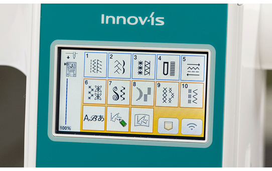 Brother Innov-is F580 colour LCD touchscreen showing stitch selection