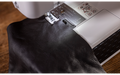 Brother HF37 sewing through black leather fabric with non-stick presser foot