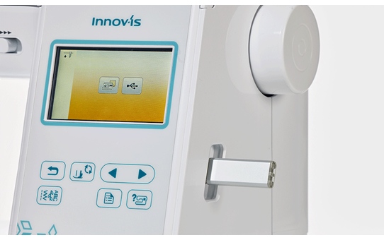 Brother Innov-is F560 colour LCD touchscreen and USB port close-up