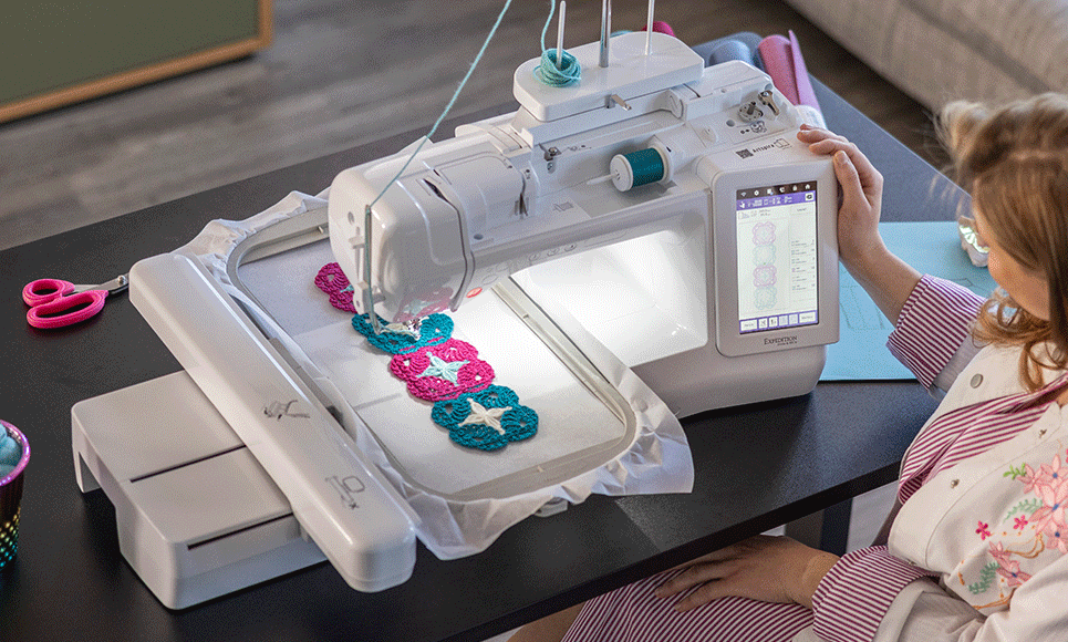 Brother Expedition Innov-is BX1e embroidering colourful floral motifs