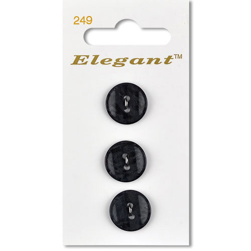 16mm Button 2 Holes - Black Round