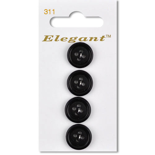 16mm Button 4 Holes - Black