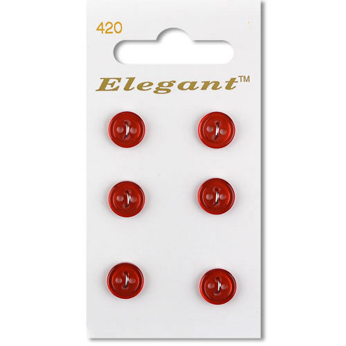 9mm Button 2 Holes - Red