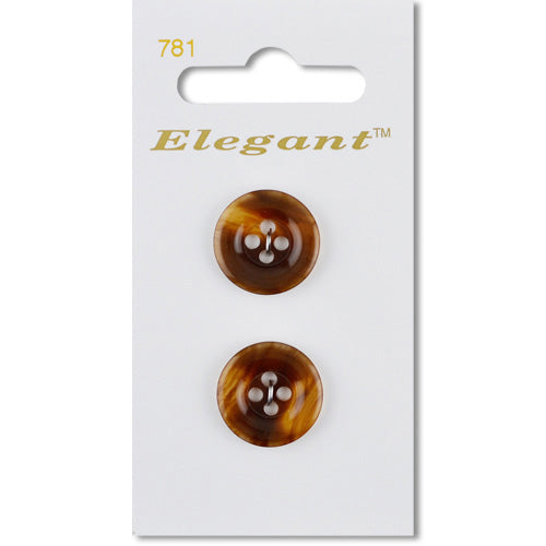 19mm Button 4 Holes - Brown Round