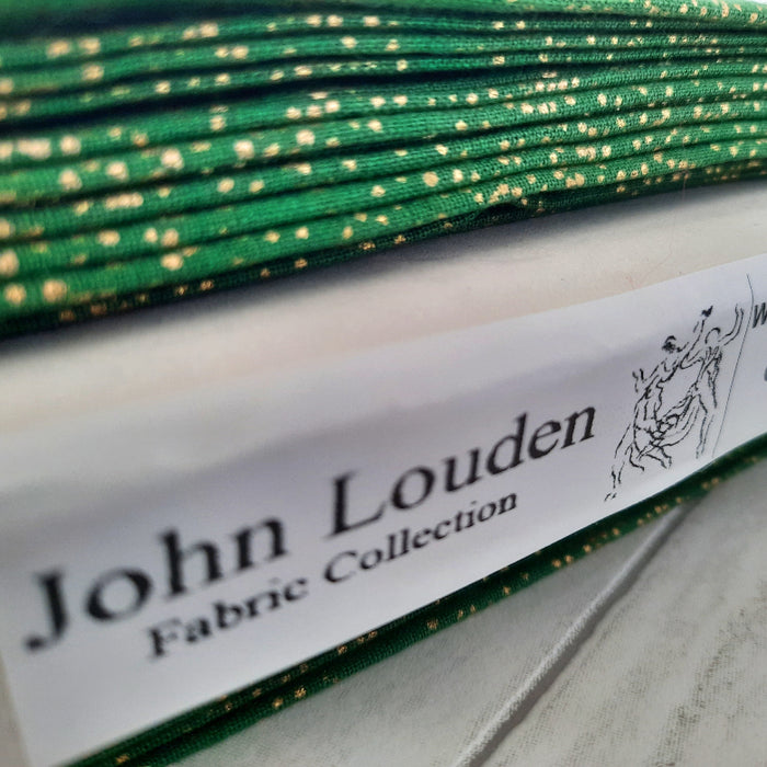 Cotton Poplin Blender Metallic Foil 110cm -  Silver dust dots on Green