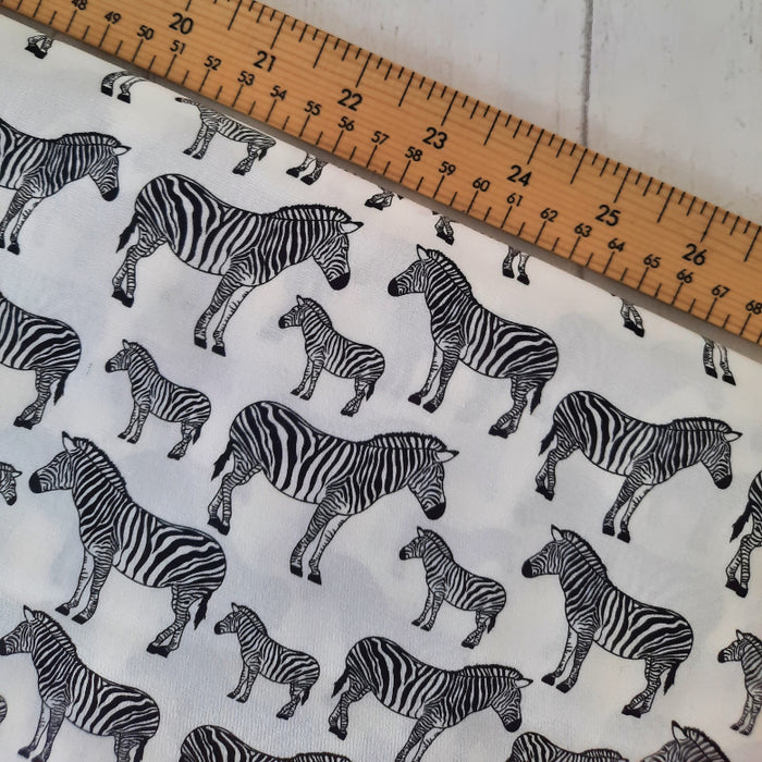 Cotton Poplin Print 112cm - Black Zebras on White Rose & Hubble