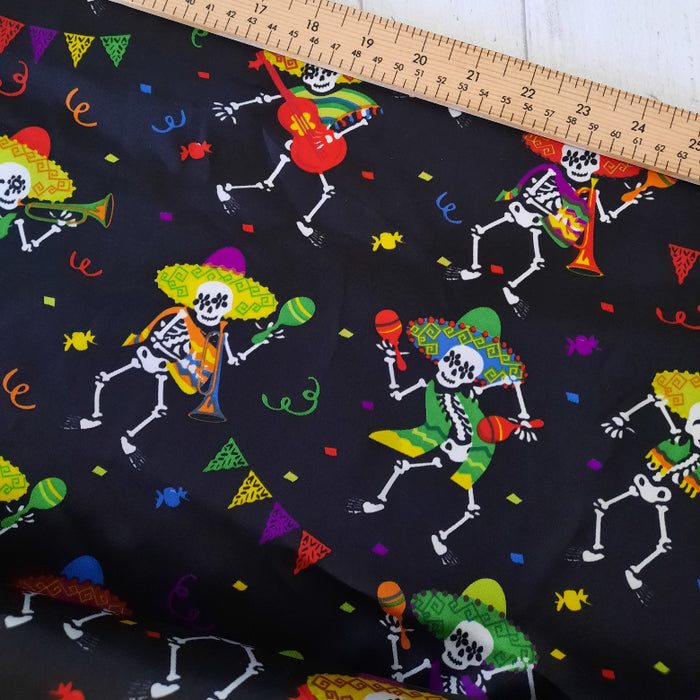 Polyester Lining - 150cm - Black Skeleton