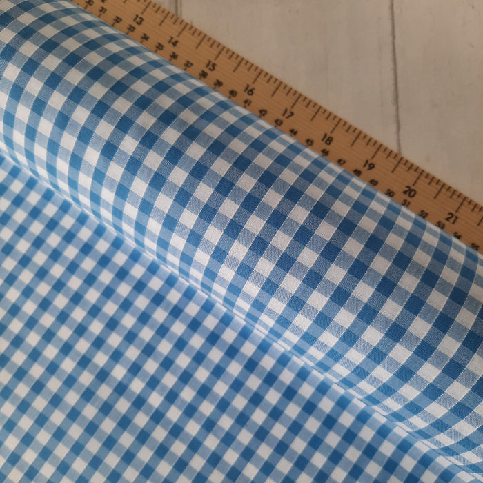 Polycotton Gingham 112cm - Mid Blue