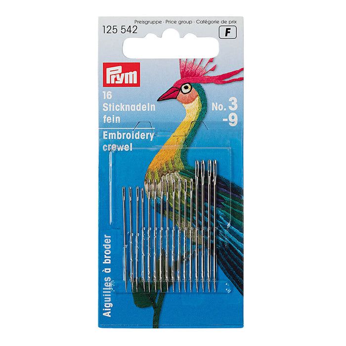 Prym - Embroidery Needles x16 Size 3-9 - 125 542