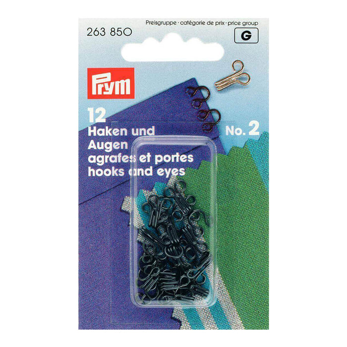 Prym - Hooks & Eyes x12- No 2 Black - 263 850