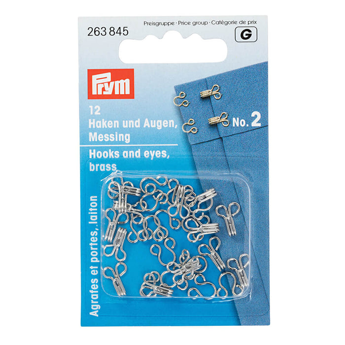 Prym - Hooks & Eyes x12- No 2 Silver - 263 845